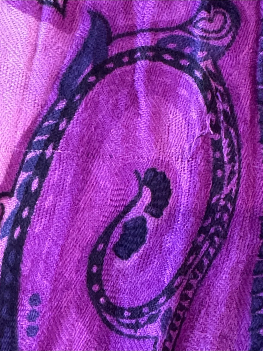 Boho Paisley Fringe Rayon Scarf Purple Pink Blue OS Made in India